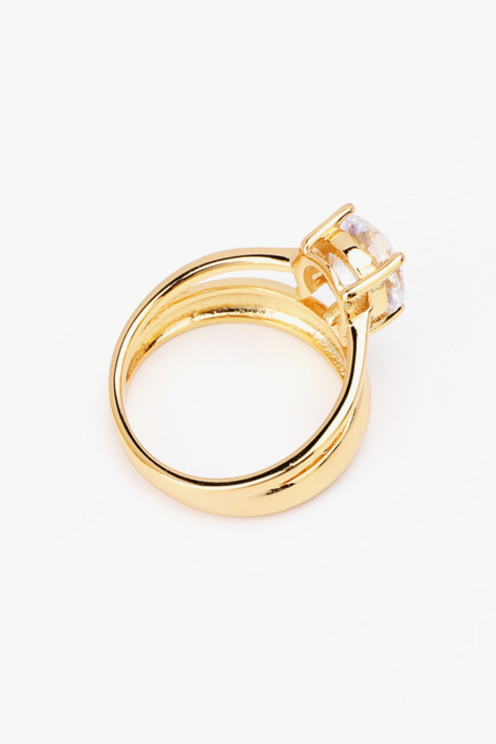 Stylish Cubic Zirconia Gold-Plated Ring