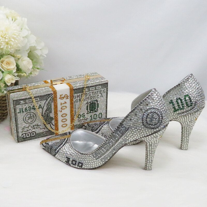 Pointed Toe Money Shoe and Bag Set