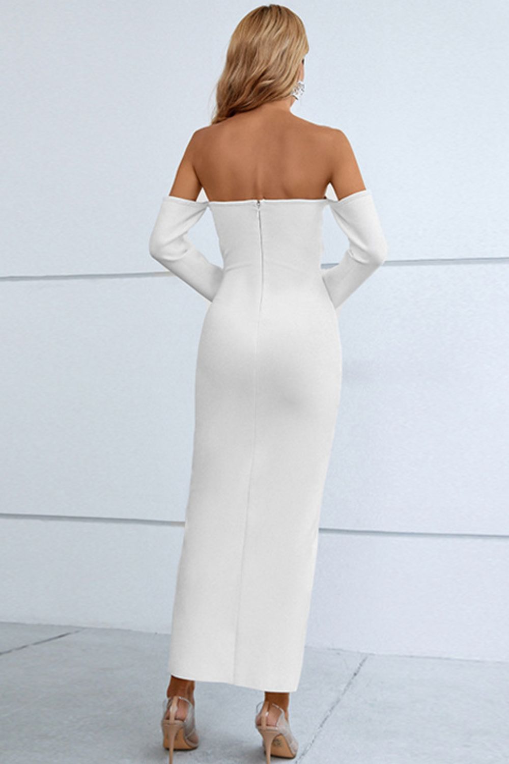 Off-Shoulder Cutout Front Split Dress