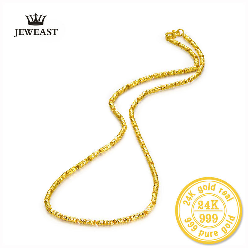 HMSS 24k Gold Woman Chain Necklace Real Hot Sell Fine Jewelry Wedding Engagement Gift Female Pure  AU999 SOLID Trendy 2020 New