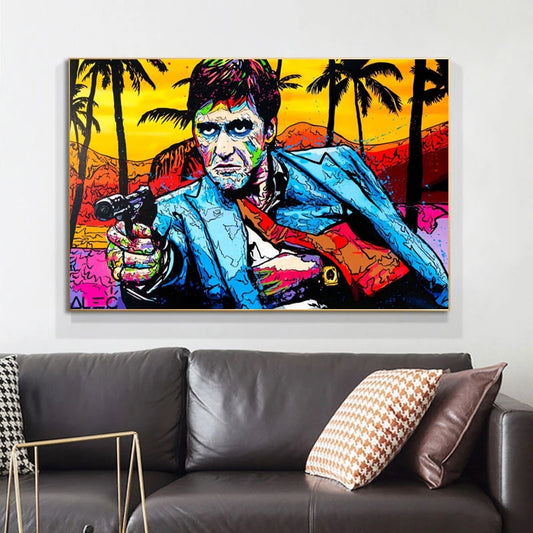 Abstract Canvas Paintings Graffiti Art Portrait Tony Montana Poster Print Wall Pictures for Living Room Wall Decoration Cuadros